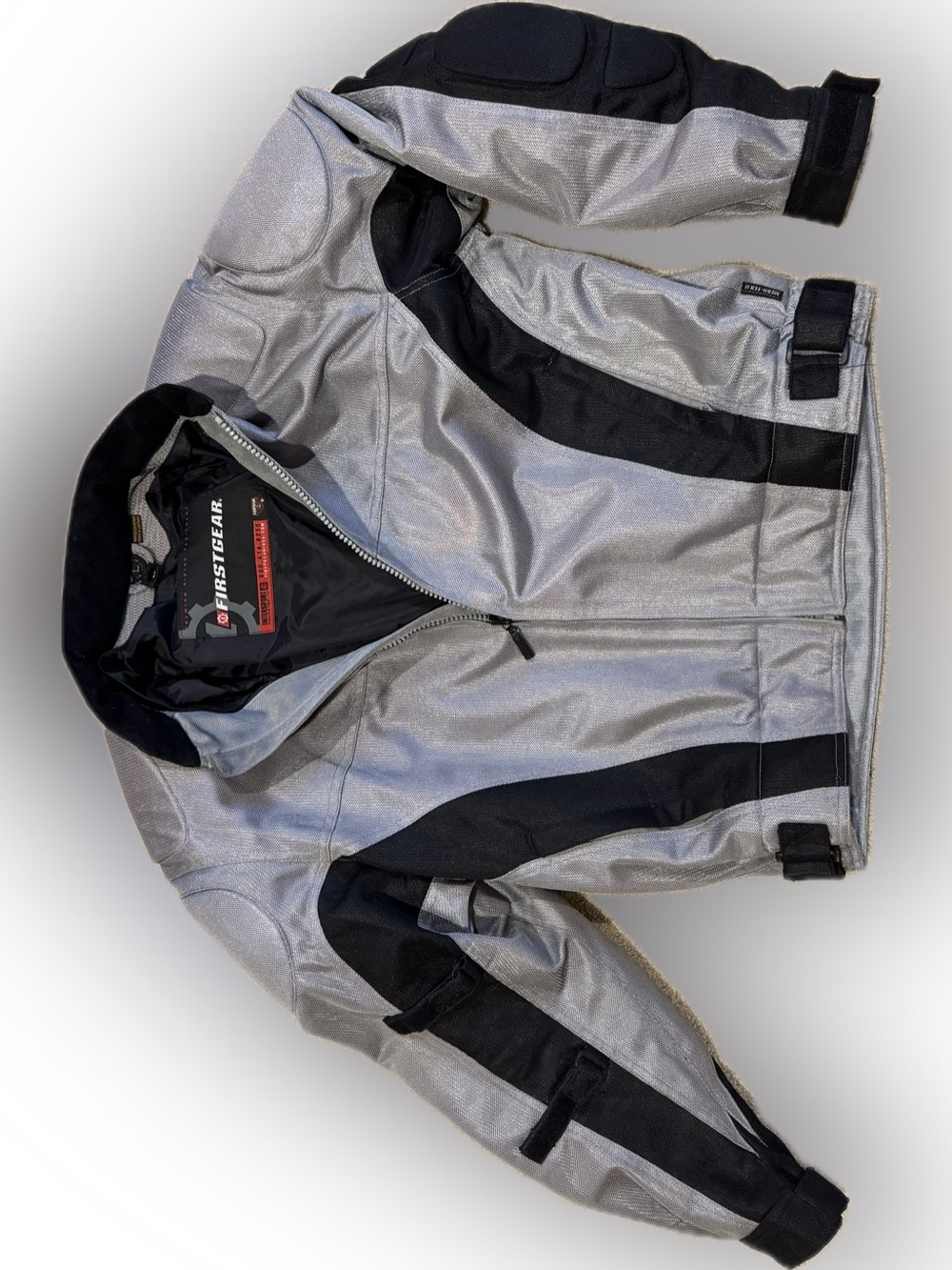 Vintage Firstgear Men's Silver & Black Riding Jacket